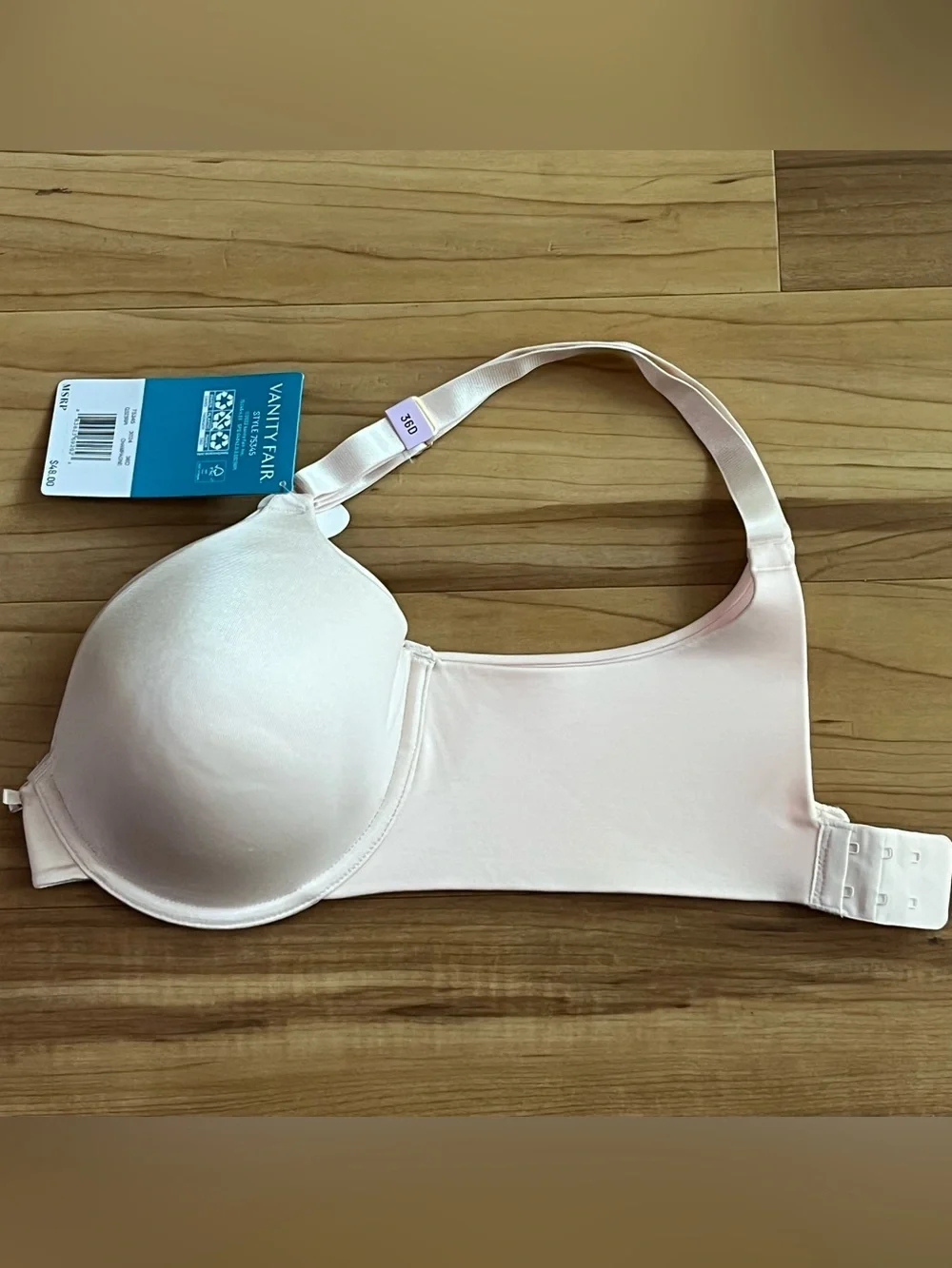 Vanity Fair Beauty Back Bra 36D Light Pink Seamless Underwire T-Shirt Bra NWT